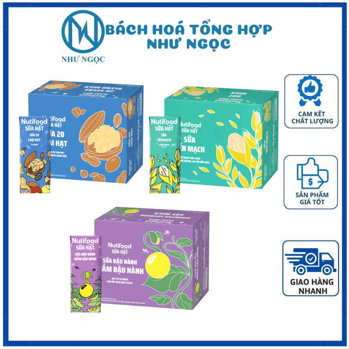 Sữa Hạt Nutifood - Sữa 20 Hạt/Sữa Mầm Đậu Nành/Sữa Yến Mạch - THÙNG 24 HỘP