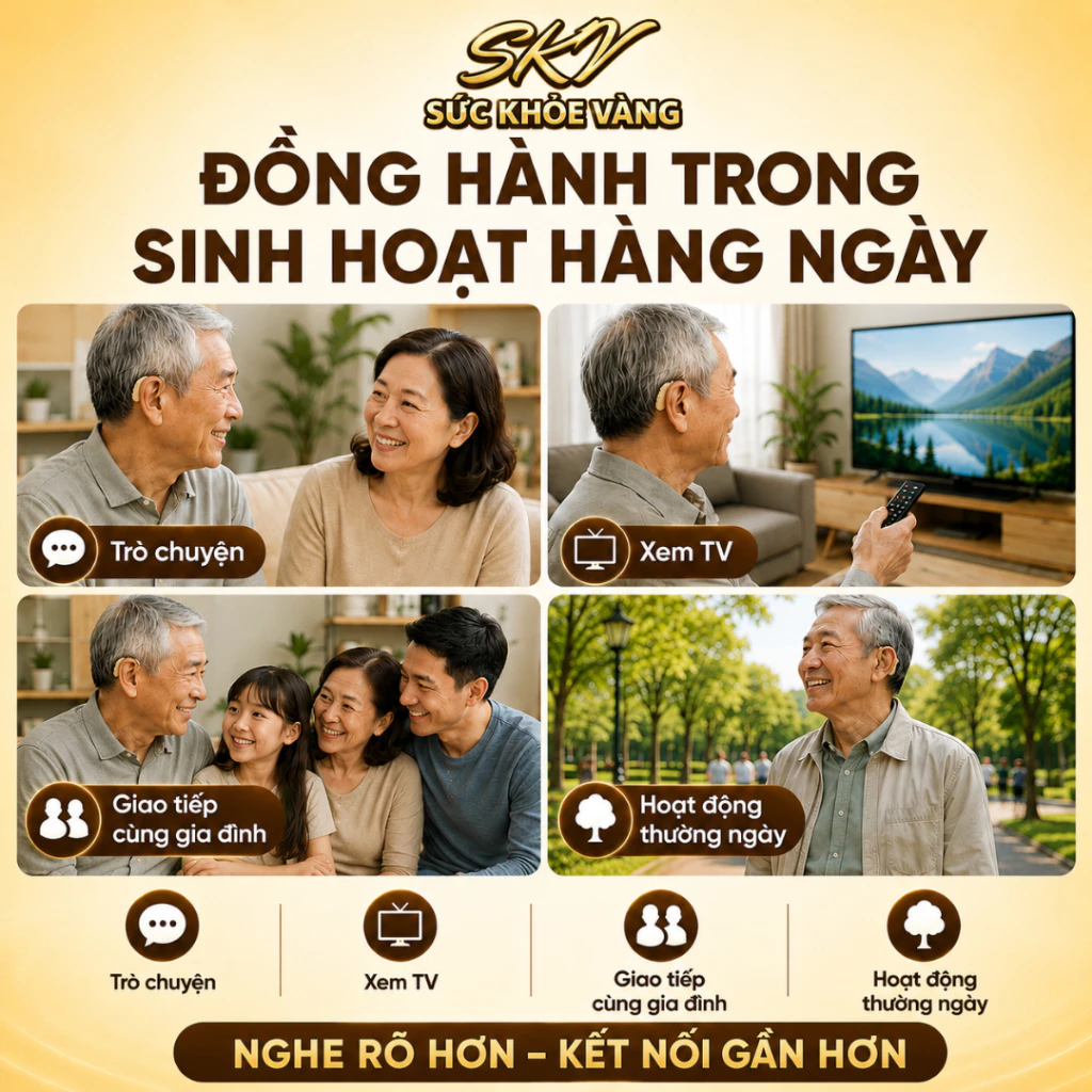 Máy Trợ Thính Không Dây A026 [BẢO HÀNH 12 THÁNG] Tai Nghe Trợ Thính Đeo Vành Tai Lọc Ồn - Chống Sôi - Chống Hú