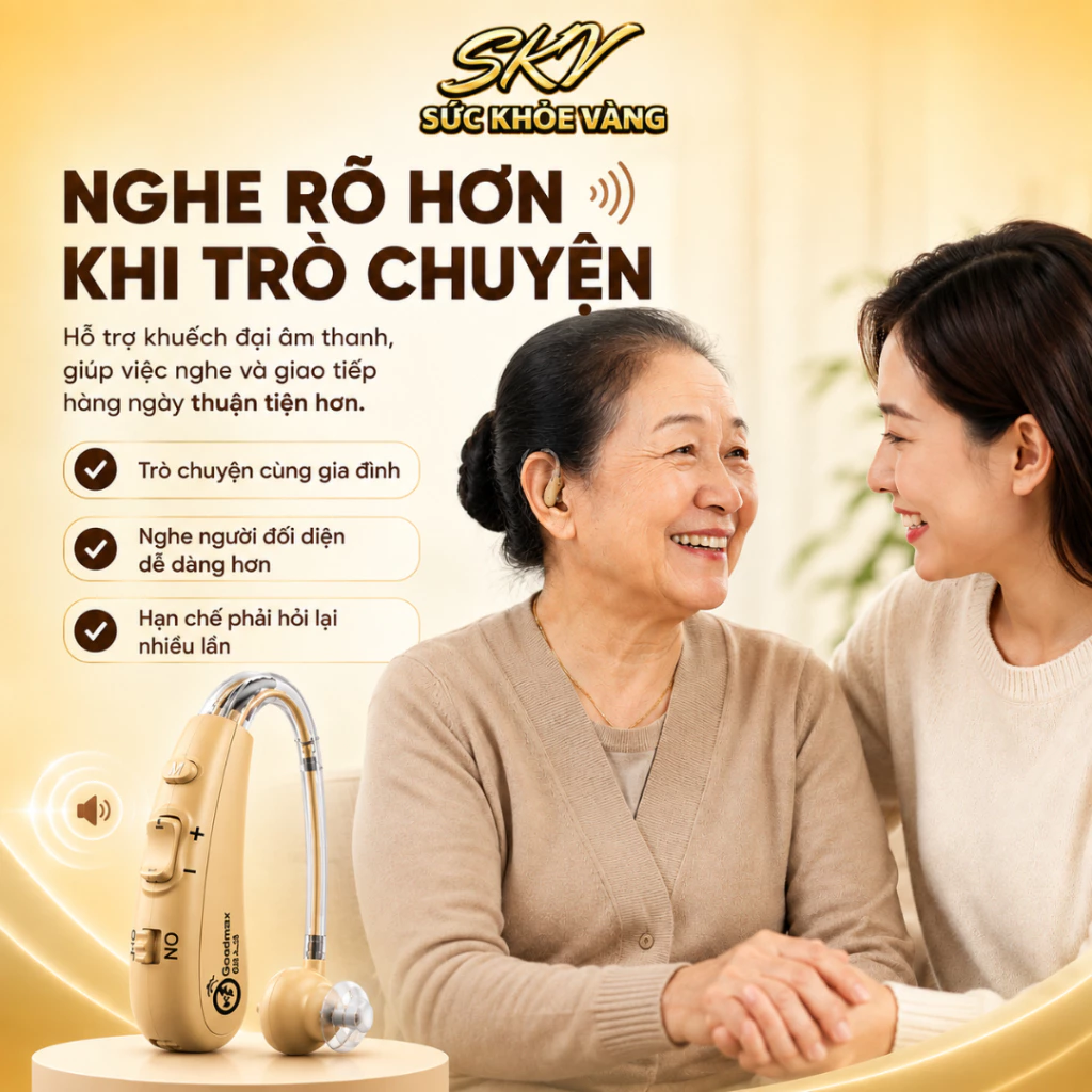 Máy Trợ Thính Không Dây A026 [BẢO HÀNH 12 THÁNG] Tai Nghe Trợ Thính Đeo Vành Tai Lọc Ồn - Chống Sôi - Chống Hú