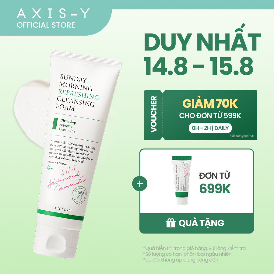 Sữa Rửa Mặt Nhẹ Dịu AXIS-Y Sunday Morning Refreshing Cleansing Foam 120ml