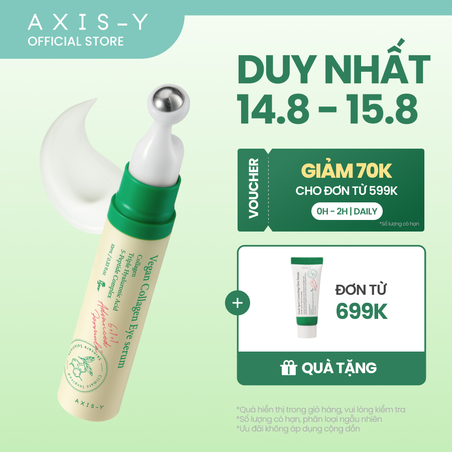 AXIS-Y Serum Mắt Giảm Thâm Dưỡng Săn Vùng Da Mắt 5-Peptides & Collagen | Vegan Collagen Eye Serum 10ml