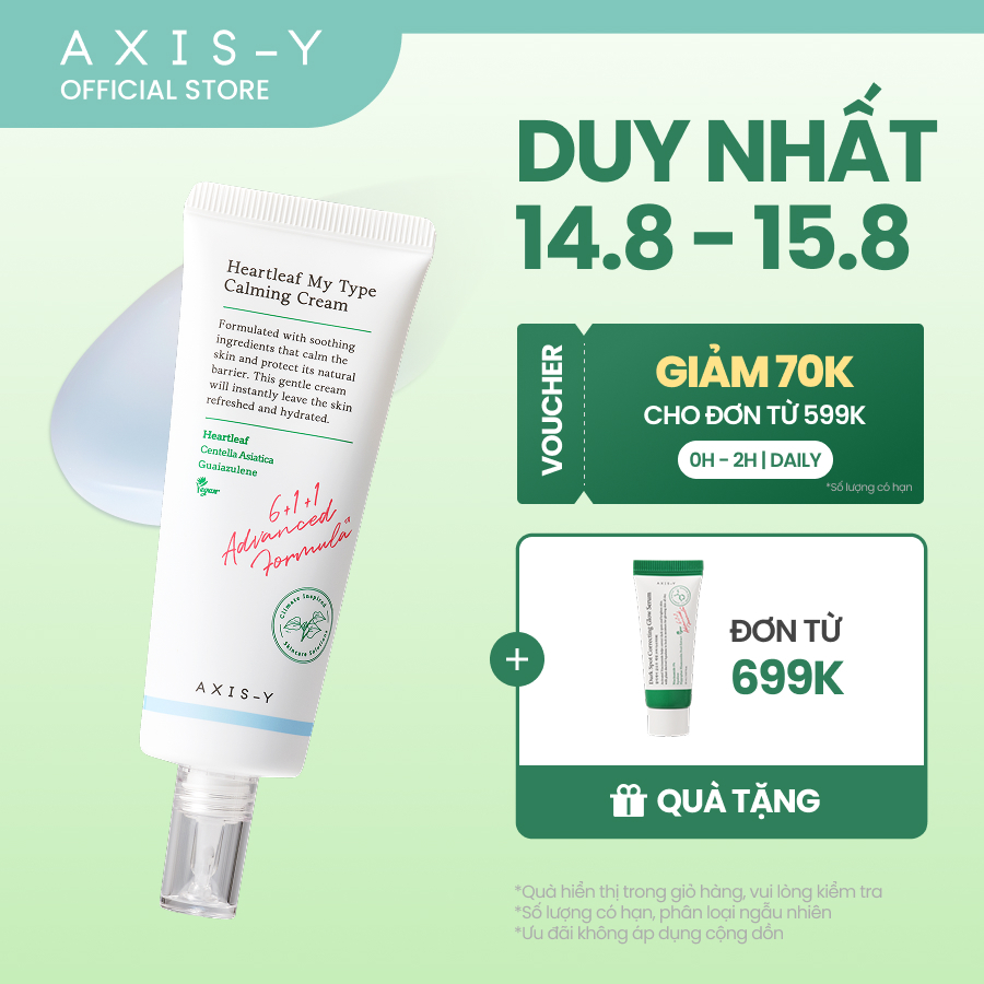 AXIS-Y Kem Dưỡng Dịu Da Chiết Xuất Diếp Cá Cho Da Nhạy Cảm | Heartleaf My Type Calming Cream 60ml