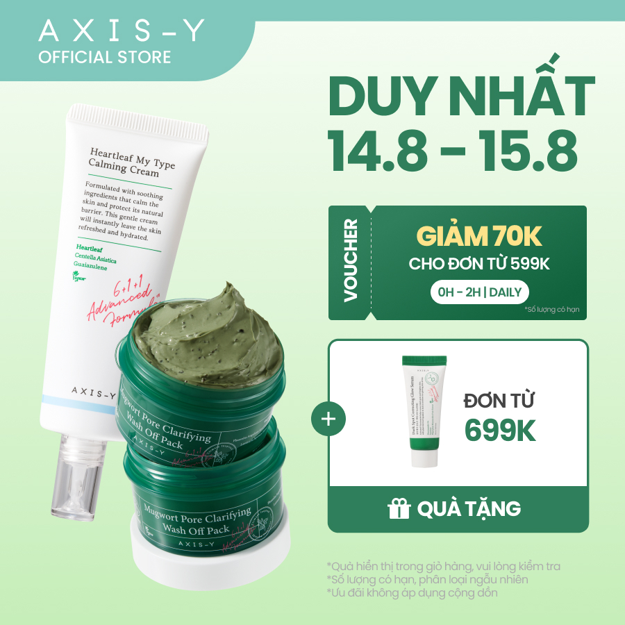 Combo Hỗ Trợ Làm Sạch Lỗ Chân Lông và Giảm Viêm - Mặt Nạ Đất Sét Ngải Cứu & Kem Dưỡng Dịu Da Chiết Xuất Diếp Cá