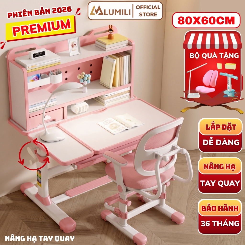Bàn ghế chống gù Lumili E15, bàn học sinh chống gù tạo tư thế ngồi đúng cho trẻ