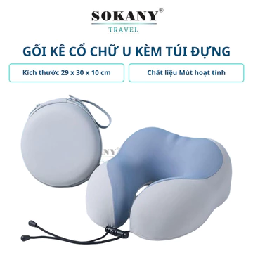 Gối kê cổ chữ U cao cấp kèm túi đựng gối kê cổ mút hoạt tính siêu đàn hồi vỏ gối lụa băng mát lạnh