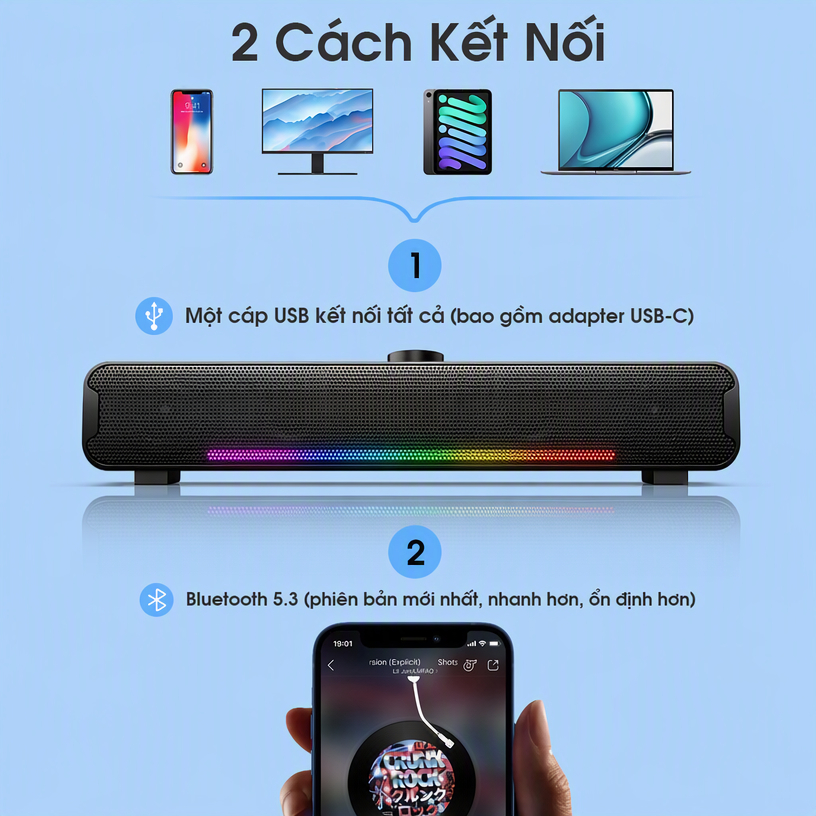 Loa Máy Tính onikuma L16 Bluetooth Laptop Để Bàn Loa Thanh Máy Tính Mini Có Dây Pc Tivi ipad Bass Mạnh Có Đèn Led RGB | BigBuy360 - bigbuy360.vn