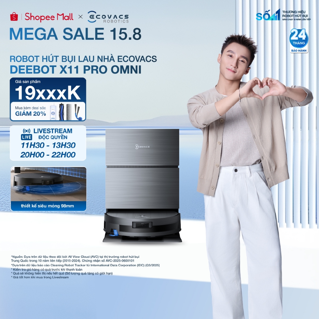 Robot hút bụi lau nhà Ecovacs DEEBOT X11 Pro Omni