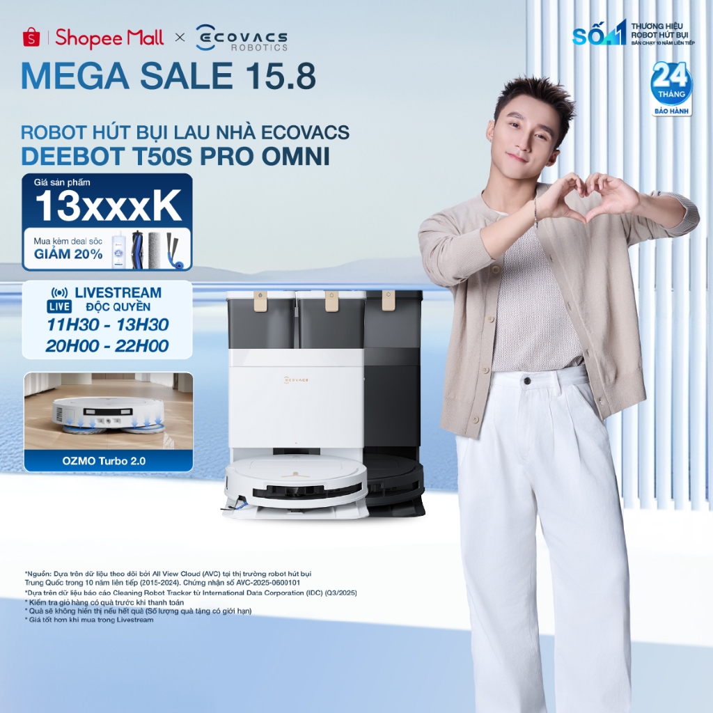 Robot hút bụi lau nhà Ecovacs DEEBOT T50S Pro Omni