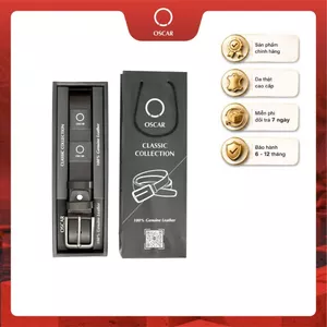 Thắt lưng nam Oscar khóa thủ công không gỉ, dây da bò thật cao cấp - mã 066