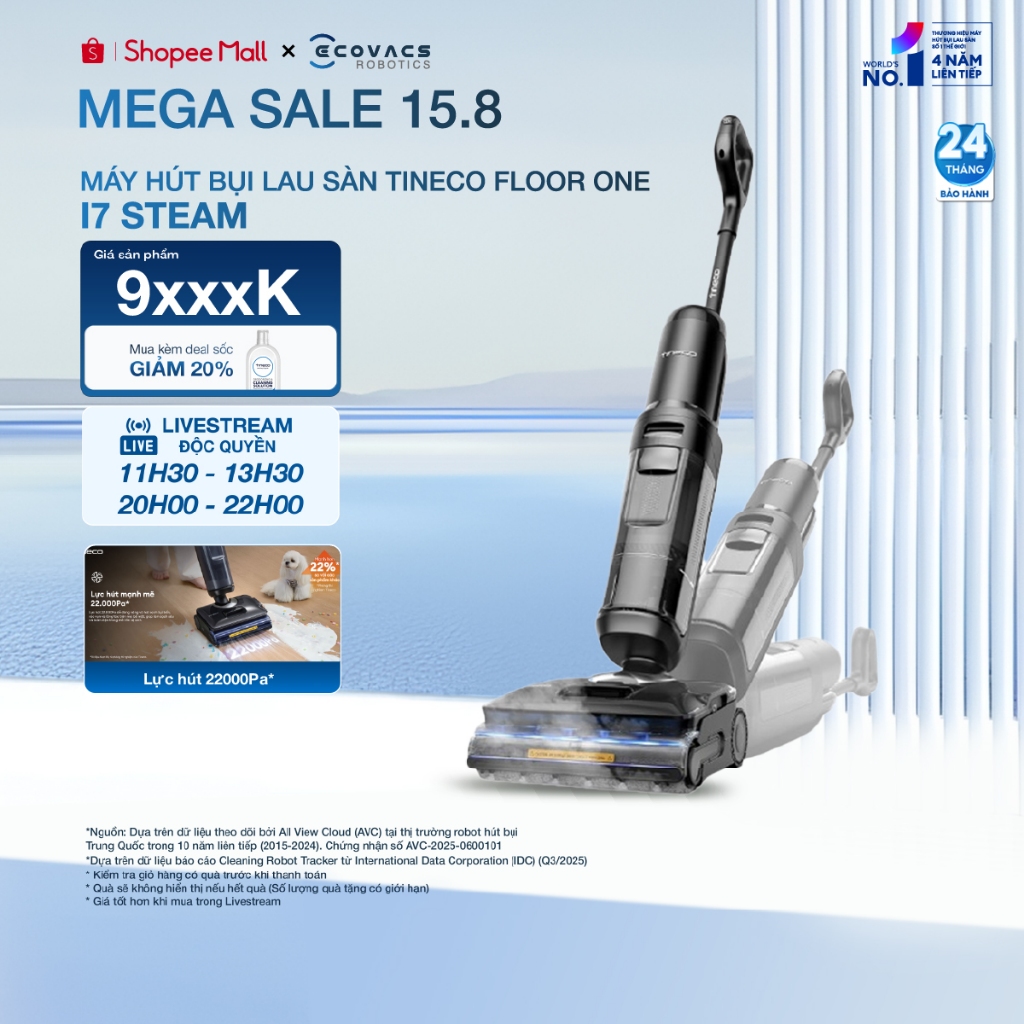 Máy hút bụi lau sàn Tineco FLOOR ONE i7 Steam
