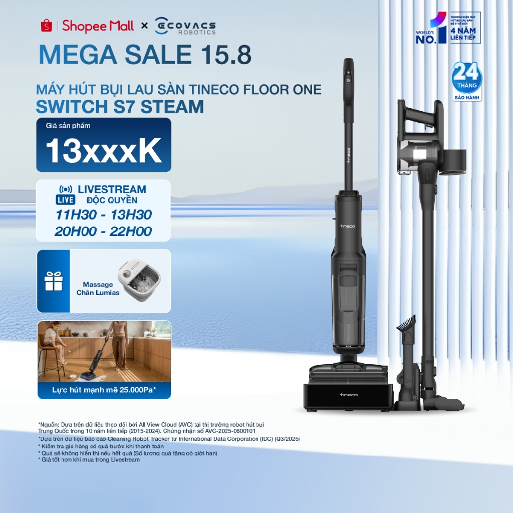Máy hút bụi lau sàn Tineco Switch S7 Steam