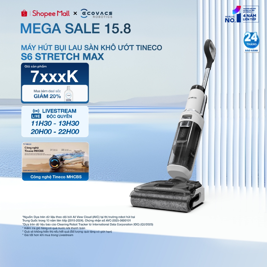 Máy hút bụi lau sàn Tineco Floor One S6 Stretch Max