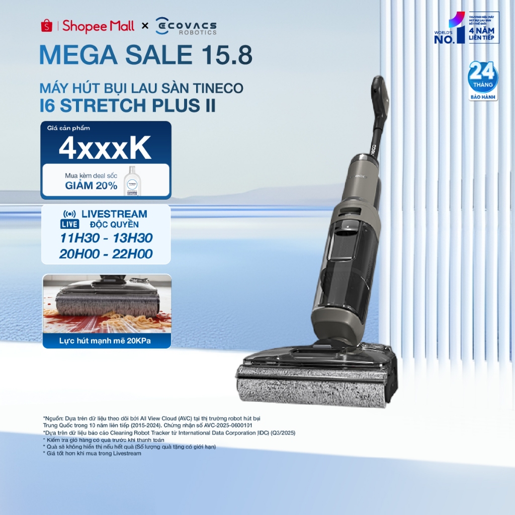 Máy hút bụi lau sàn Tineco Floor One i6 Stretch Plus II