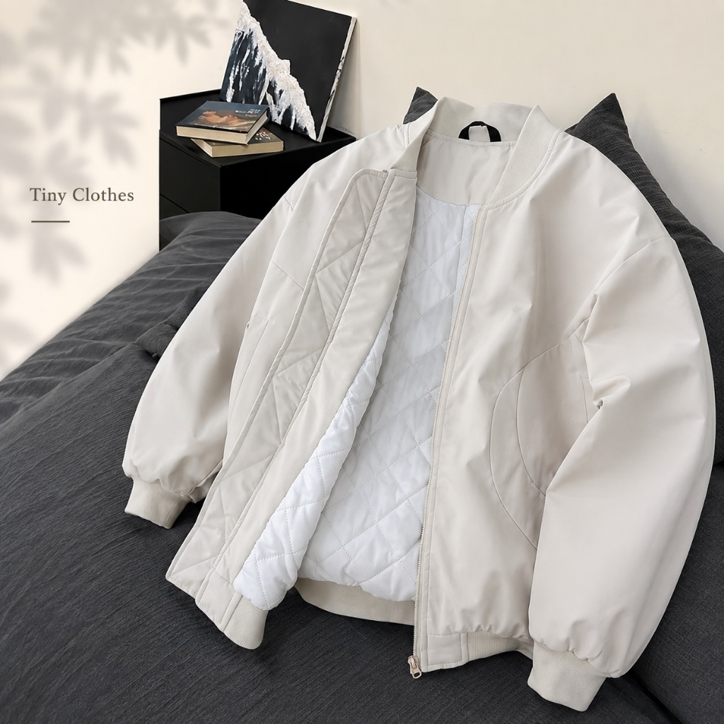 Áo Khoác Phao Bomber Chần Bông Cleanfit Basic - Áo Khoác Mùa Đông Form Boxy Unisex Lót Trám Dày Dặn