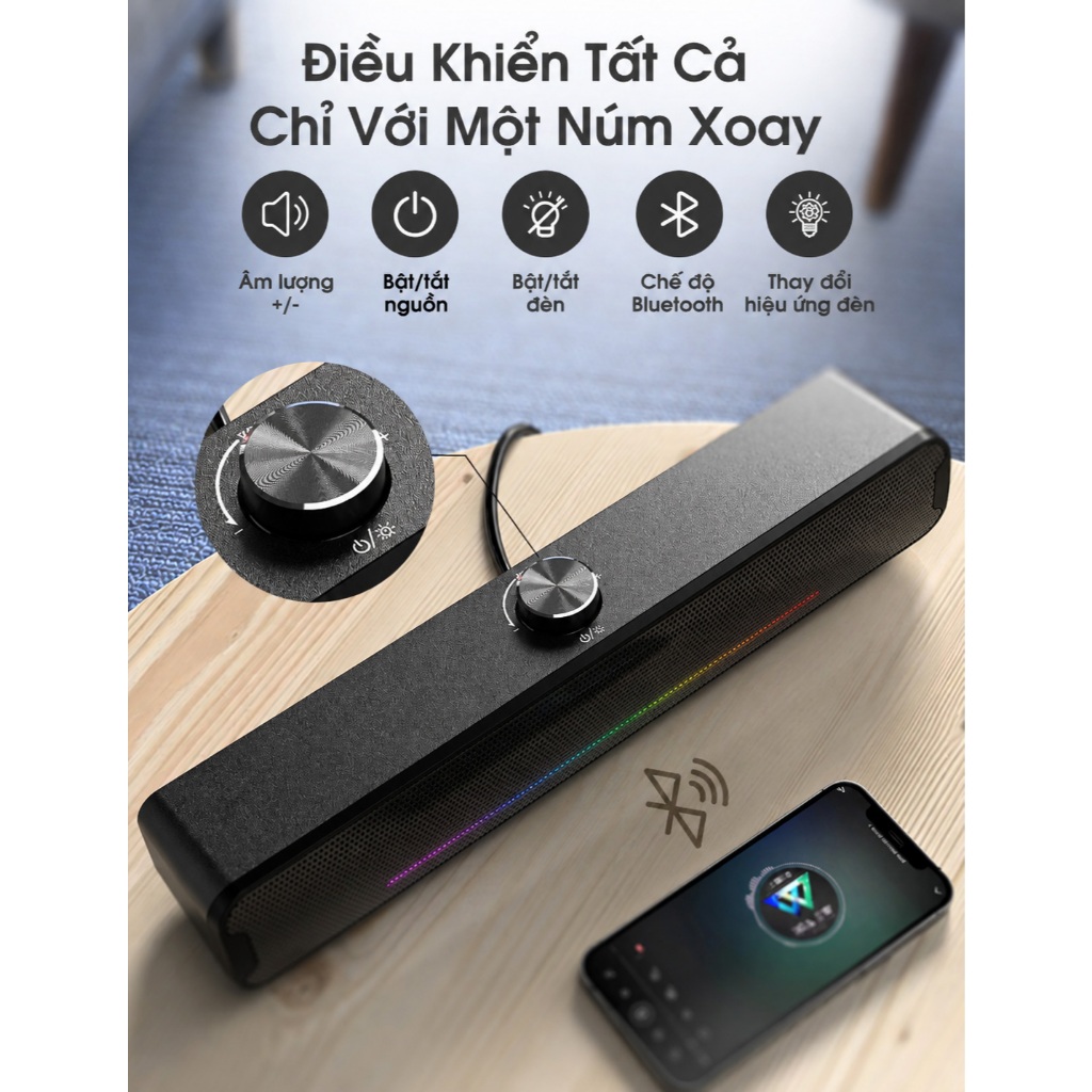 Loa Máy Tính onikuma L16 Bluetooth Laptop Để Bàn Loa Thanh Máy Tính Mini Có Dây Pc Tivi ipad Bass Mạnh Có Đèn Led RGB | BigBuy360 - bigbuy360.vn