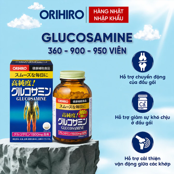 Viên uống xương khớp Glucosamine ORIHIRO Nhật Bản giảm đau xương khớp 900 viên - 950 viên