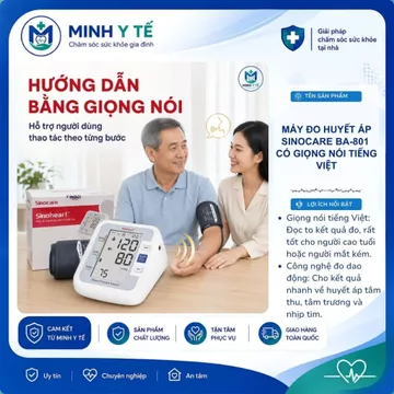 Máy Đo Huyết Áp Sinocare BA-801 Có Giọng Nói Tiếng Việt, Hàng Chính Hãng