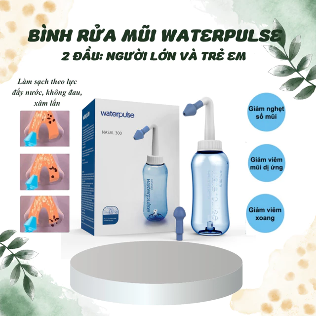 Waterpulse NASAL 300ML Bình rửa mũi bơm mũi cho Bé và Người Lớn vệ sinh mũi đẩy chất nhầy sổ mũi