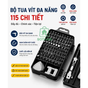 Bộ Tua Vít Đa Năng 115 Chi Tiết Sửa Chữa Điện Tử -Bộ Tô Vít Chính Xác 115 Đầu Vít Đa Năng -Bộ Tua Vít Sửa Điện Thoại Lap