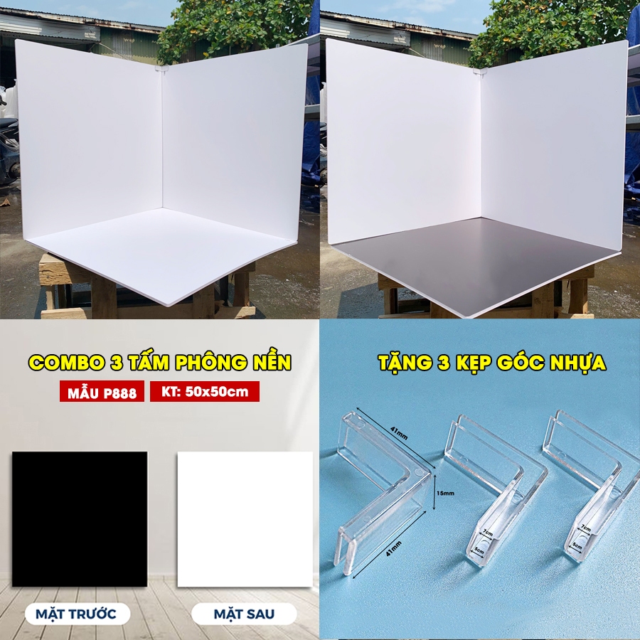 Phông nền chụp ảnh, Background chụp ảnh sản phẩm, Fomex dày 5mm kích thước 50x50cm - Tặng góc nối