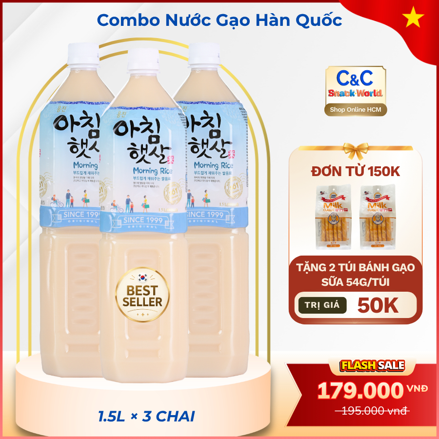 Combo 3 Chai Nước Gạo Buổi Sáng 1.5L – Woongjin