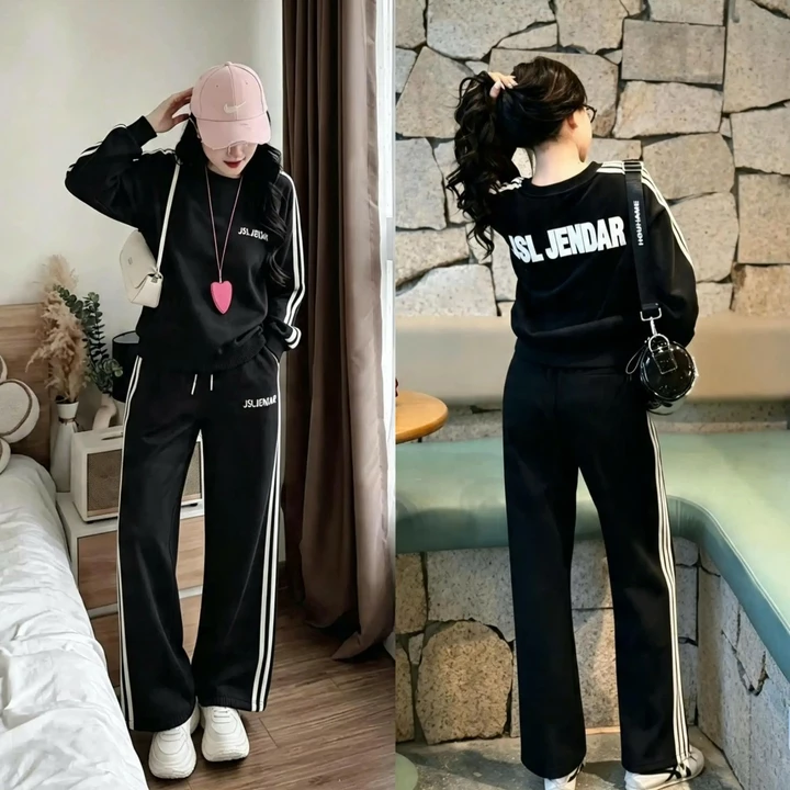 Set Bộ Quần Áo Nỉ Thể Thao Hyzina, Hoạ Tiết Chữ Jsl-Jendar Cho Nữ, Chất Liệu Nỉ 2 Da, Set Đồ Nữ Đẹp, Bộ Nỉ Thu Đông Nữ
