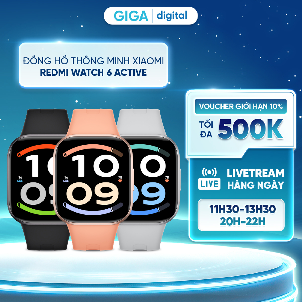 Đồng hồ thông minh Xiaomi Redmi Watch 6 Active | AMOLED 1.85" |Theo dõi nhịp tim| Hỗ trợ nghe gọi Bluetooth | BigBuy360 - bigbuy360.vn