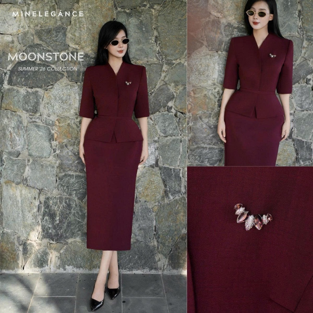 MINELEGÁNCE | SET ÁO VEST & CHÂN VÁY BÚT CHÌ THANH LỊCH, SANG TRỌNG - MIN162