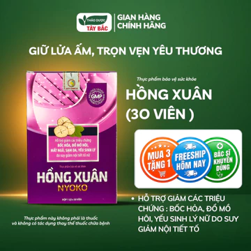 Viên uống nội tiết tố HỒNG XUÂN NYOKO - Hỗ Trợ Nội Tiết Tố Nữ, Giảm Bốc Hỏa, Mất Ngủ (Hộp 30 Viên)