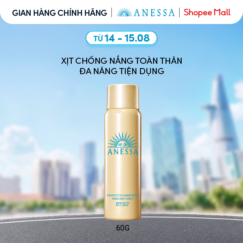 Xịt Chống Nắng Dưỡng Da Đa Năng Bảo Vệ Hoàn Hảo Anessa Perfect UV Suncreen Skincare Spray SPF50+ PA++++ 60g