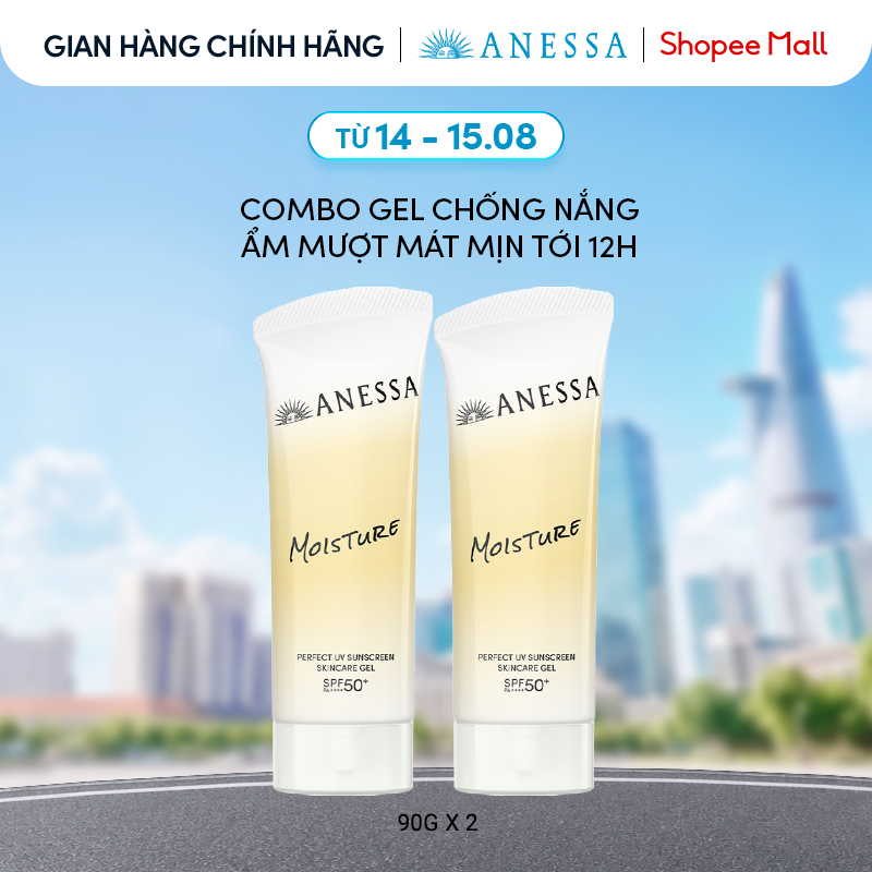 Combo Gel chống nắng dưỡng da dưỡng ẩm bảo vệ hoàn hảo Anessa Gold Gel SPF50+ PA++++ 90gx2