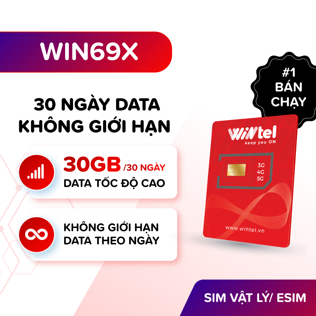 SIM 4G Wintel WIN69X - SIM Data Không Giới Hạn Tháng Đầu Sóng Vinaphone | BigBuy360 - bigbuy360.vn