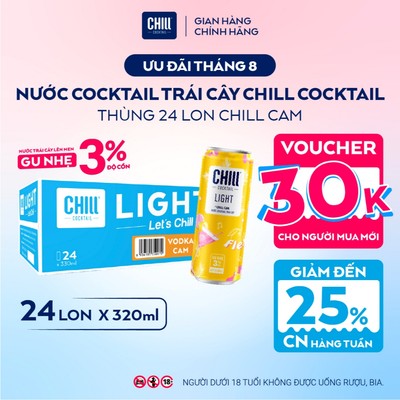 Thùng 24 Lon CHILL CAM 320ml, Nước Cocktail Trái Cây Gu Nhẹ 3% Ít Cồn - CHILL COCKTAIL LIGHT