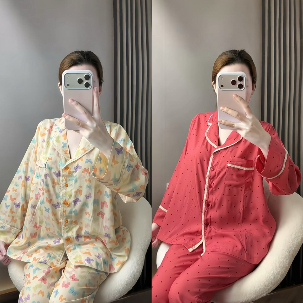 Bigsize 45-90kg , Set Bộ PIJAMA Phối REN vải TOLE LANH ( MS665 ) quần suông rộng chất mêm mát
