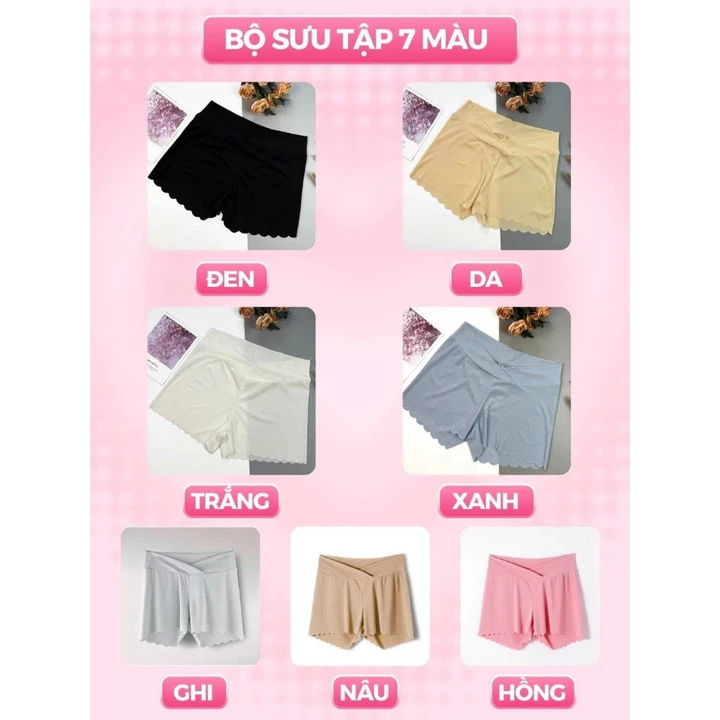 Quần Đùi Bầu LYSAVA Mặc Trong Váy Kín Đáo Chất Lụa Tăm Mềm Mại - Quần Short Bầu Mặc Nhà Mặc Ngủ Cho Mẹ Bầu, QD3