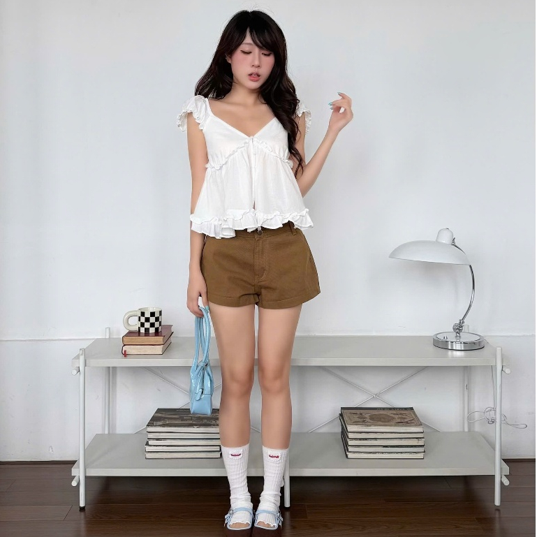 NAVIE  (CÓ BIGSIZE) - (TẶNG KÈM ÁO 2 DÂY TRẮNG) Áo babydoll voan WINKY phối bèo thời trang nữ | BigBuy360 - bigbuy360.vn