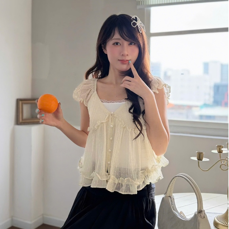 NAVIE  (CÓ BIGSIZE) - (TẶNG KÈM ÁO 2 DÂY TRẮNG) Áo babydoll voan WINKY phối bèo thời trang nữ | BigBuy360 - bigbuy360.vn