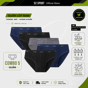 COMBO 3 Quần lót nam cao cấp S2 SPORT Bamboo mềm mịn thoáng khí cạp nhỏ cho người béo bụng SBF02.CB3
