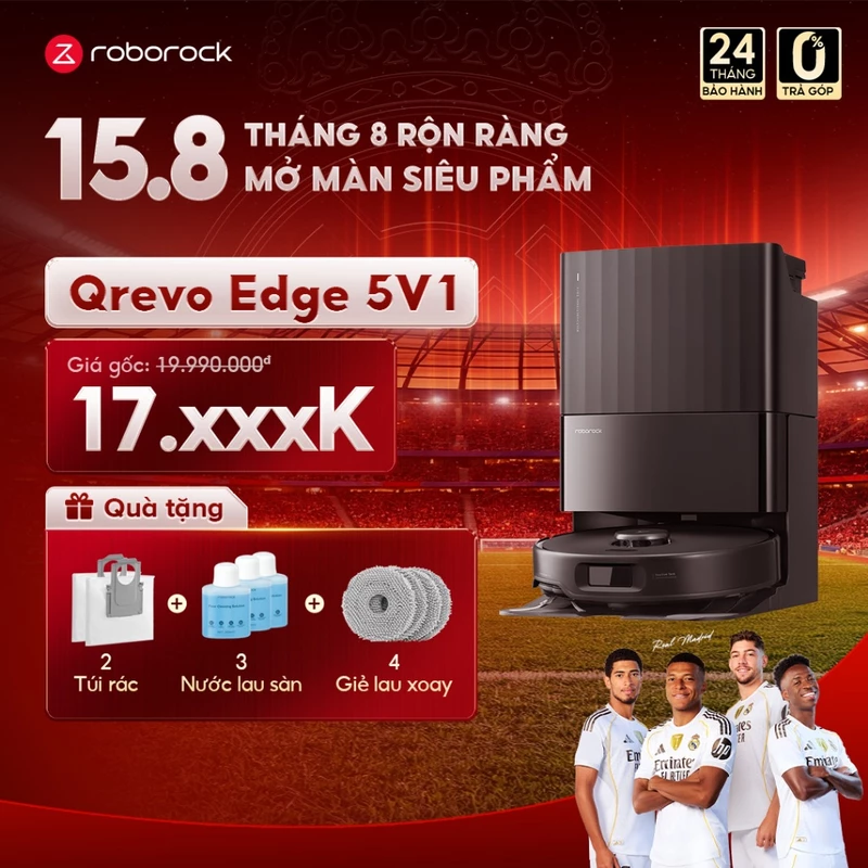 Roborock Qrevo Edge 5V1 robot hút bụi lau nhà | Giặt sấy giẻ | Lực hút 18.500 Pa | Bảo hành 2 năm — ảnh 1