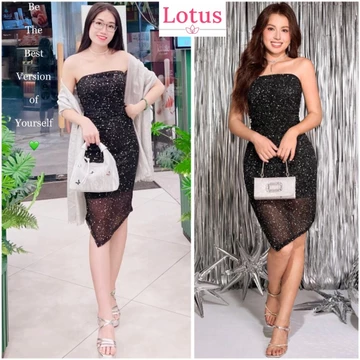Lotus Đầm Ống Ôm Body Vạt Xéo Ánh Kim đẹp đi tiệc Đầm Body dáng ôm Đầm Thun form ôm dáng sexy Đầm Dự Tiệc Cưới Sinh Nhật