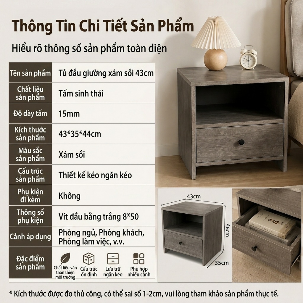 ALVIN Tủ đầu giường Tủ để đồ cạnh giường ngủ có ngăn kéo Ưu đãi đặc biệt cho sản phẩm mới | BigBuy360 - bigbuy360.vn