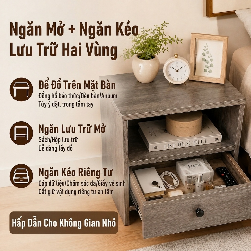 ALVIN Tủ đầu giường Tủ để đồ cạnh giường ngủ có ngăn kéo Ưu đãi đặc biệt cho sản phẩm mới | BigBuy360 - bigbuy360.vn