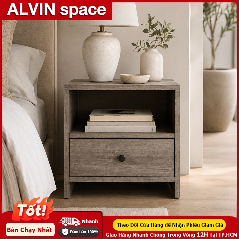 ALVIN Tủ đầu giường Gỗ thân thiện với môi trường chống ẩm và chống nấm mốc ray trượt vận hành êm ái | BigBuy360 - bigbuy360.vn