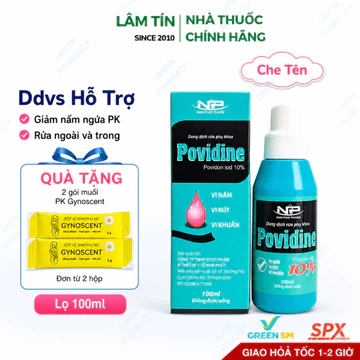 Dung dịch rửa vệ sinh phụ khoa Povidine hỗ trợ sát khuẩn làm sạch phòng viêm nhiễm nấm ngứa phụ khoa chai 100ml
