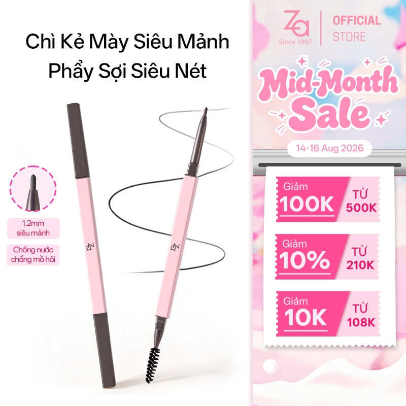 Chì Kẻ Lông Mày Sắc Nét Za Hai Đầu Lâu Trôi Detail-Stroking Precision Eyebrow Liner 0.1g