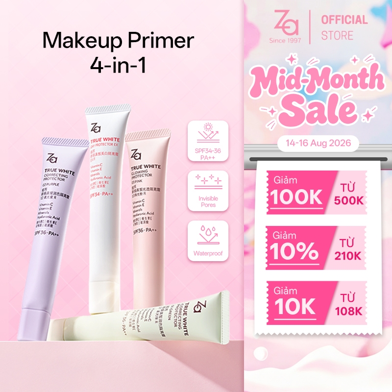 Kem Lót & Chống Nắng Za True White All-in-One 35g – Nâng Tông Kiềm Dầu Dưỡng Da Che Khuyết Điểm