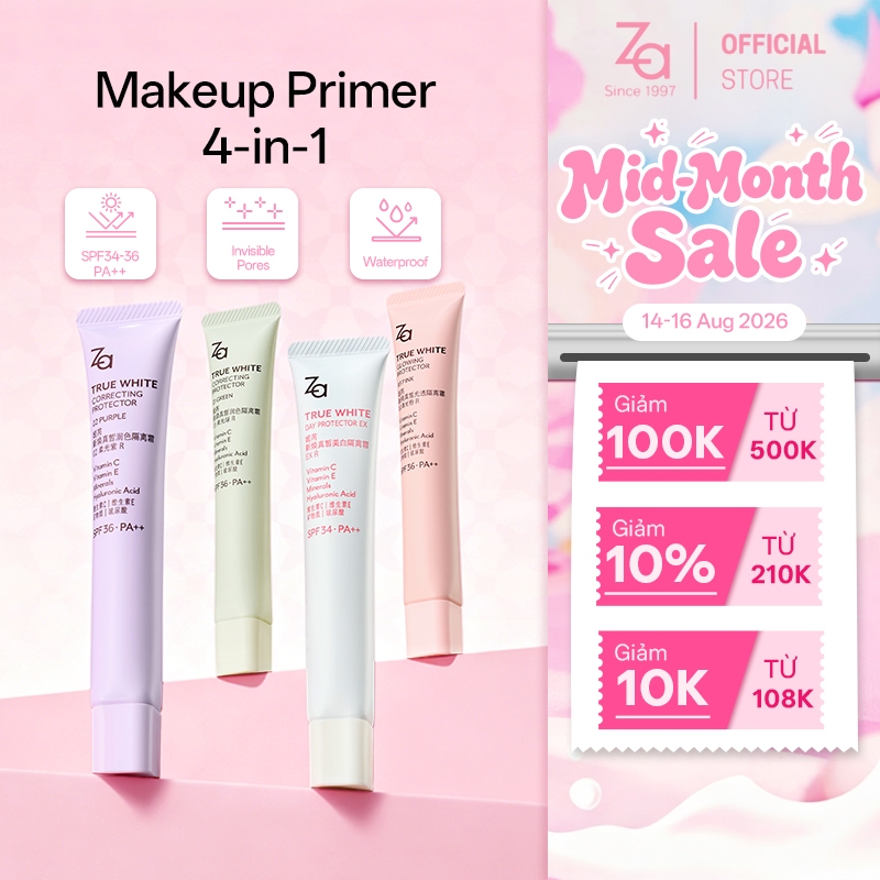 Kem Lót & Chống Nắng Za True White All-in-One 35g – Nâng Tông Kiềm Dầu Dưỡng Da Che Khuyết Điểm