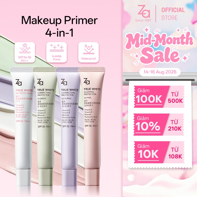 Kem Lót & Chống Nắng Za True White All-in-One 35g – Nâng Tông Kiềm Dầu Dưỡng Da Che Khuyết Điểm