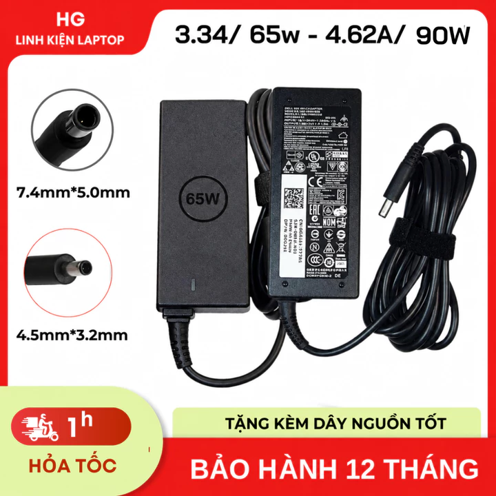 Sạc Dell Inspirion,Sạc Dell Chromebook, Sạc Dell XPS, Sạc Dell Vostro, Sạc Dell Latitude 65W/90W BẢO HÀNH 12 THÁNG