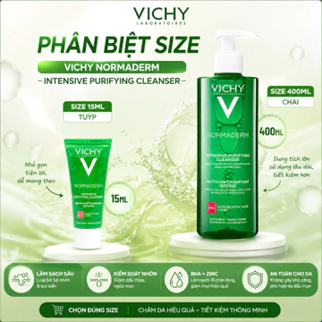 Sữa Rửa Mặt Vichy Dạng Gel Làm Sạch Sâu & Giảm Nhờn NO TS PHYTO-A CLEARSER 15ML